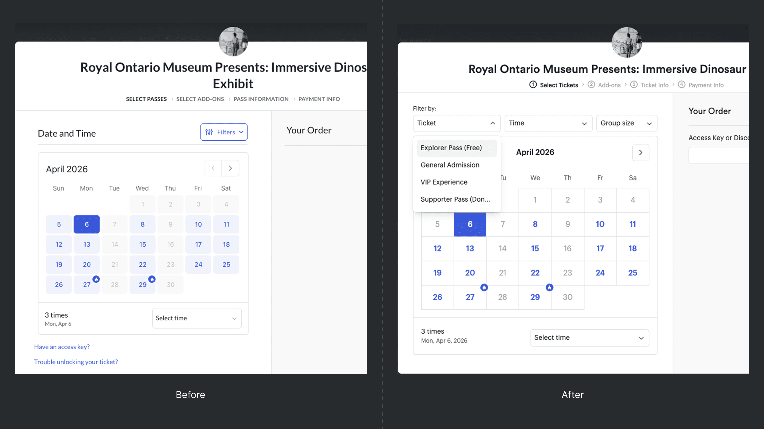 Filters — before and after