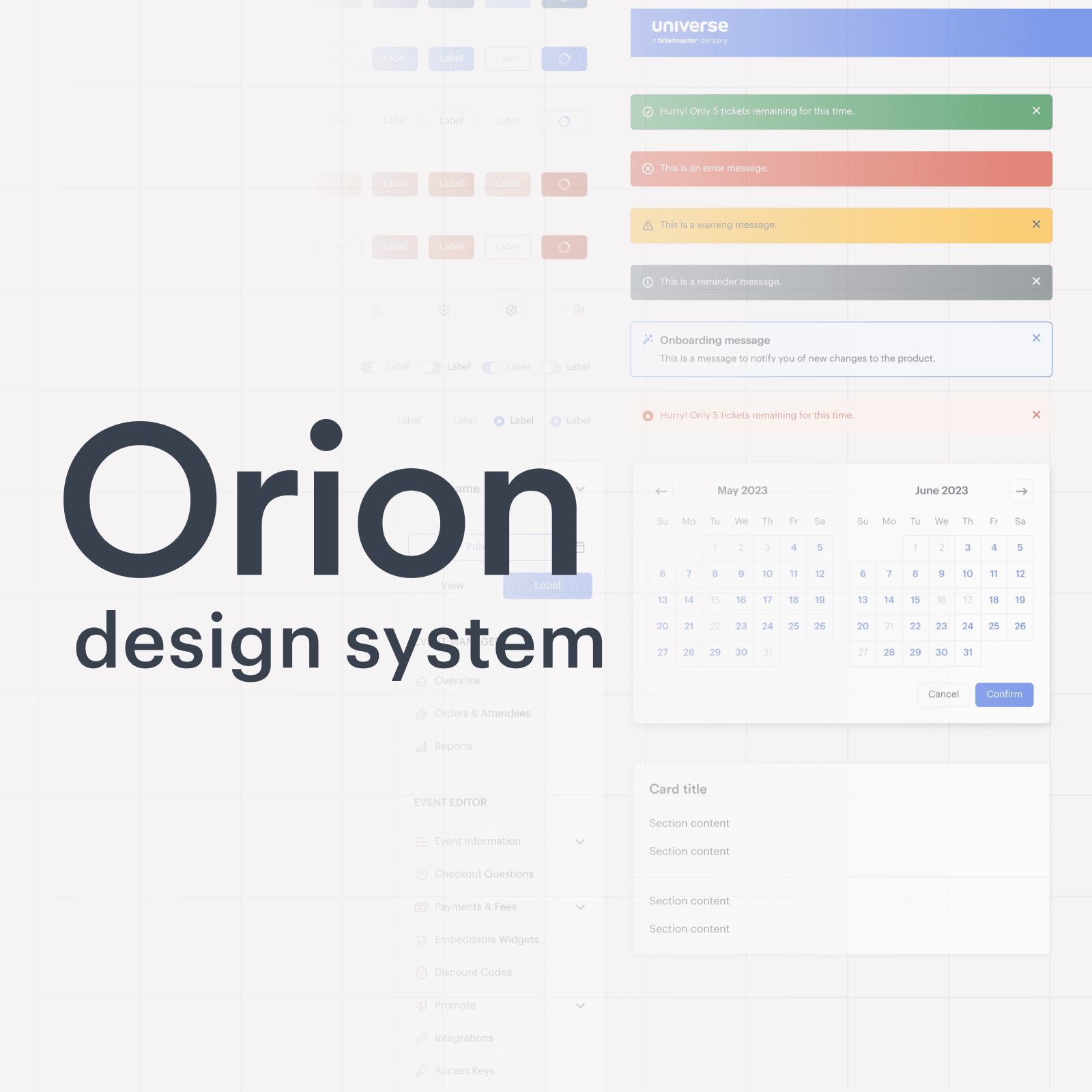 Orion design system — component overview